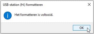 het formatteren is voltooid 1